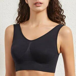 New Black Sports Bra Seamless Breathable Sz. XL